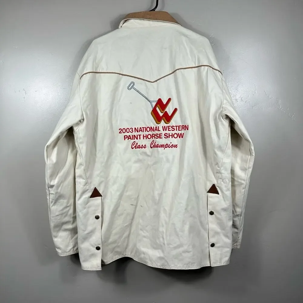 SCHAEFER MEN’S ORIGINAL DRIFTER COAT IN BONE WHITE / BROWN SIZE LARGE